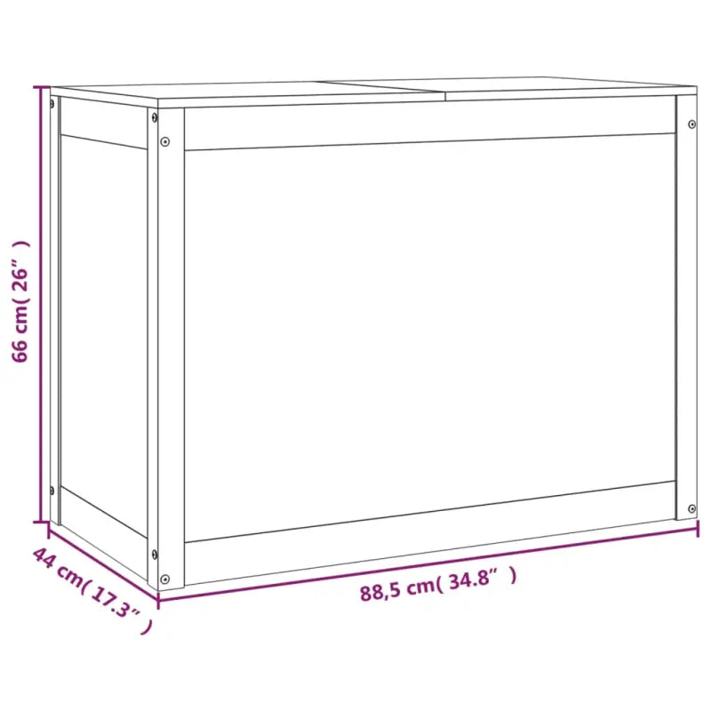 Wasmand van massief grenenhout met hydraulische gaslift voor badkamer - Naturel / 88.5 x 44 x 66 cm / 1 - Wasmanden
