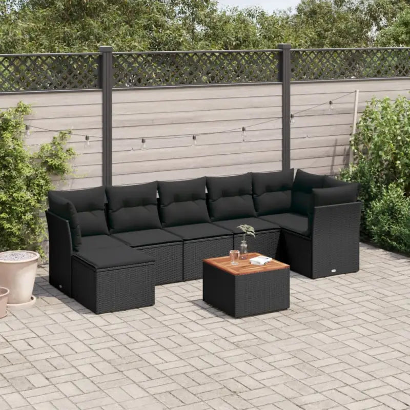 Waterdichte tas en gemengd beige materiaal voor comfortabele tuinsets - Zwart / 3x hoek + 3x midden + voetensteun