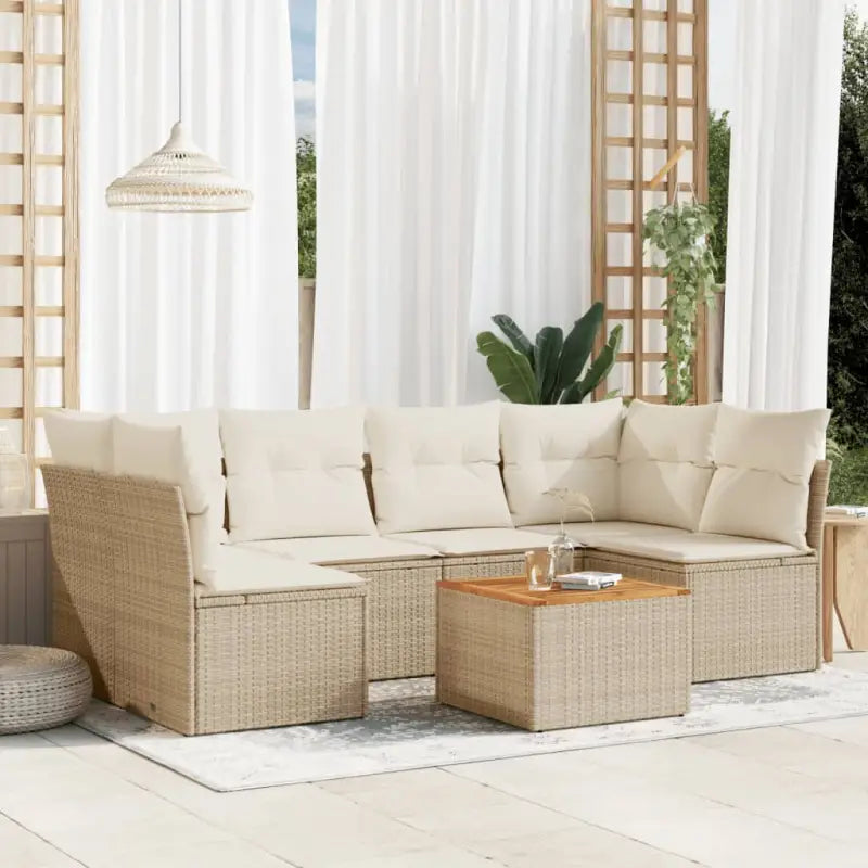 Waterdichte tas en gemengd beige materiaal voor comfortabele tuinsets - beige en crèmekleurig / 4x midden + 2x hoek