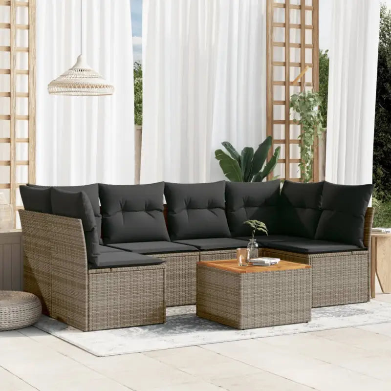 Waterdichte tas en gemengd beige materiaal voor comfortabele tuinsets - grijs en donkergrijs / 4x midden + 2x hoek