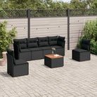 Waterdichte tas en gemengd beige materiaal voor comfortabele tuinsets - Zwart / 2x hoek + 4x midden + Tafel - Tuinsets