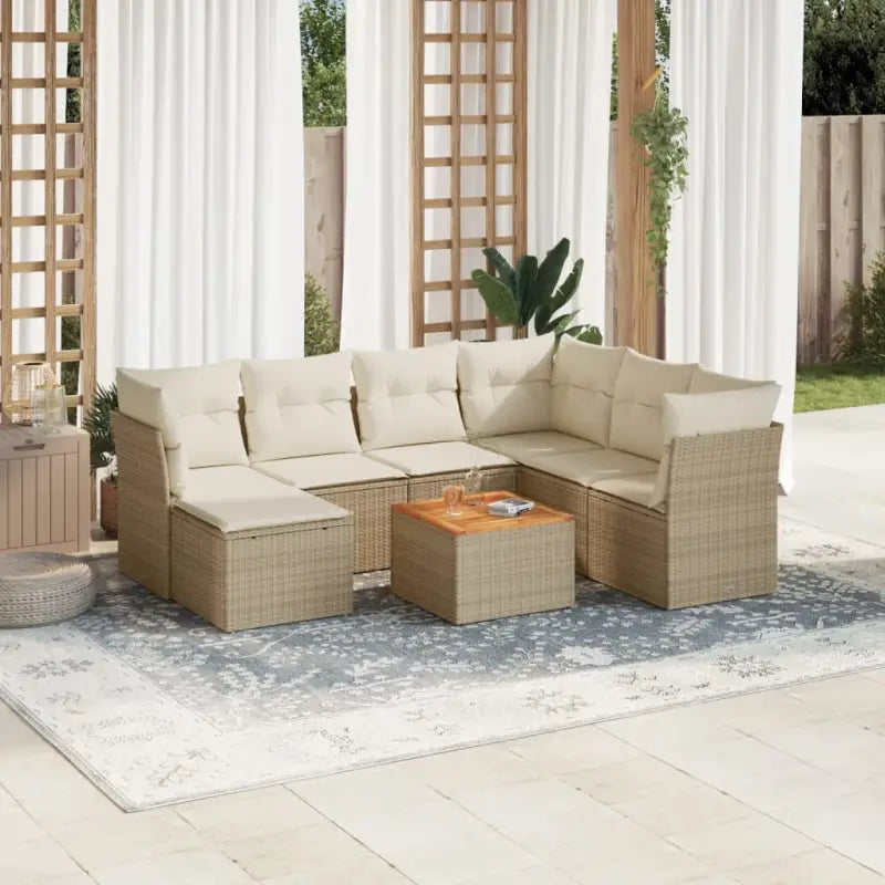 Waterdichte tas en gemengd beige materiaal voor comfortabele tuinsets - beige en crèmekleurig / 3x midden + 3x hoek