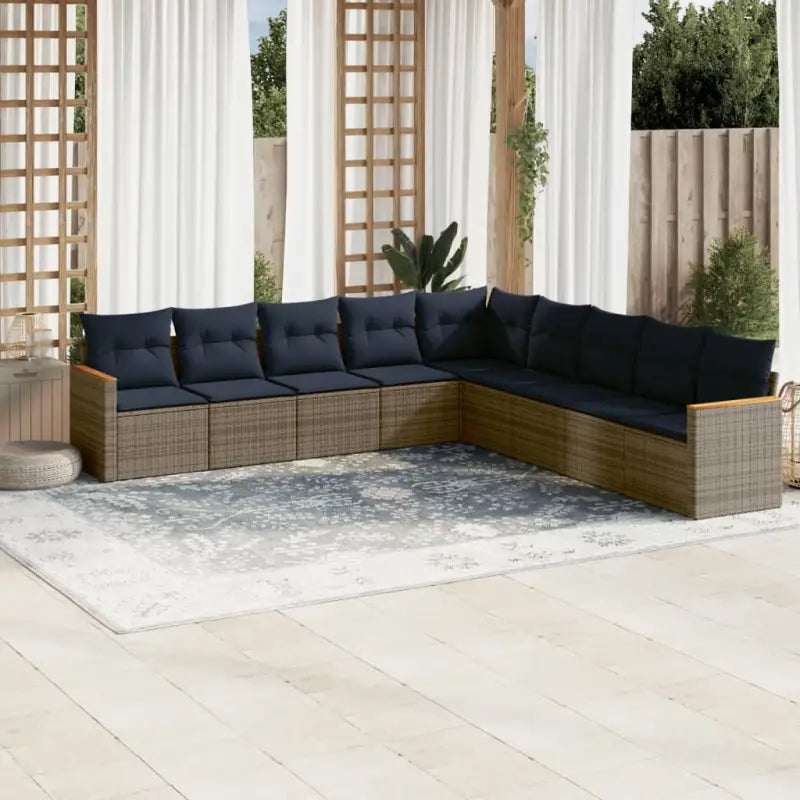 Waterdichte tas en grijs materiaal loungeset van gepoedercoat staal - Grijs en blauw / Zonder tafel - Tuinsets