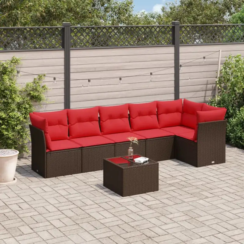 Waterdichte tas en poly rattan loungeset met gepoedercoat staal afmetingen - Bruin / Met tafel - Tuinsets
