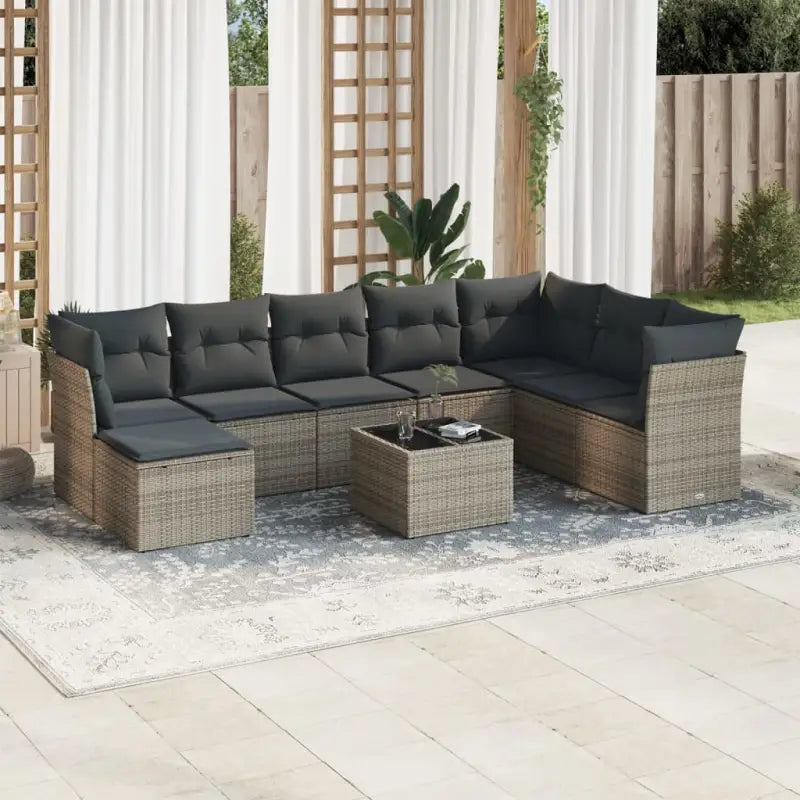 Waterdichte tas voor loungeset in zwart materiaal en gepoedercoat staal - Grijs / Met tafel - Tuinsets