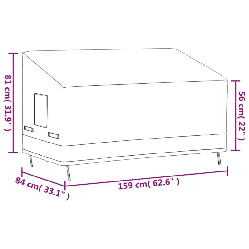 Waterdichte tuinhuishoes voor 3-zitsbank van 600d oxford stof - 159 x 84 x 56/81 cm / 1 - Tuinmeubelhoezen