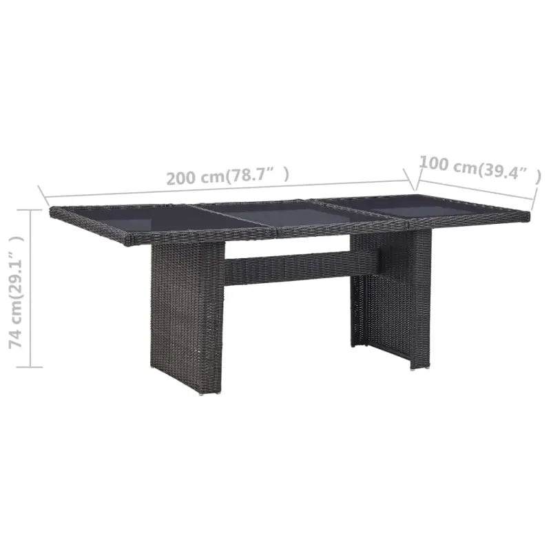 Weerbestendige Rattan Tuintafel met Glazen Blad en Stalen Frame - Tuintafels
