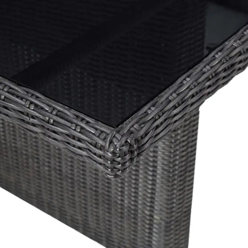 Weerbestendige Rattan Tuintafel met Glazen Blad en Stalen Frame - Tuintafels
