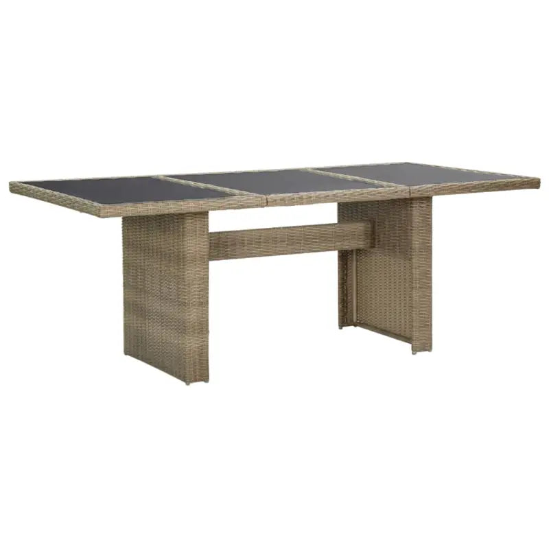 Weerbestendige Rattan Tuintafel met Glazen Blad en Stalen Frame - Bruin en zwart / 1 - Tuintafels
