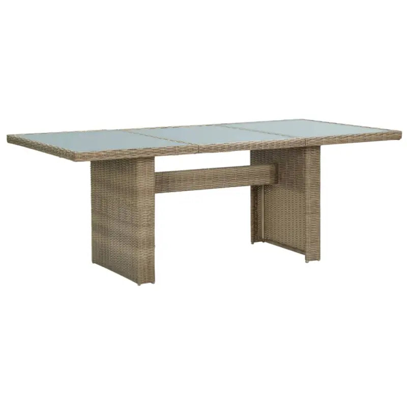Weerbestendige Rattan Tuintafel met Glazen Blad en Stalen Frame - bruin en transparant / 1 - Tuintafels
