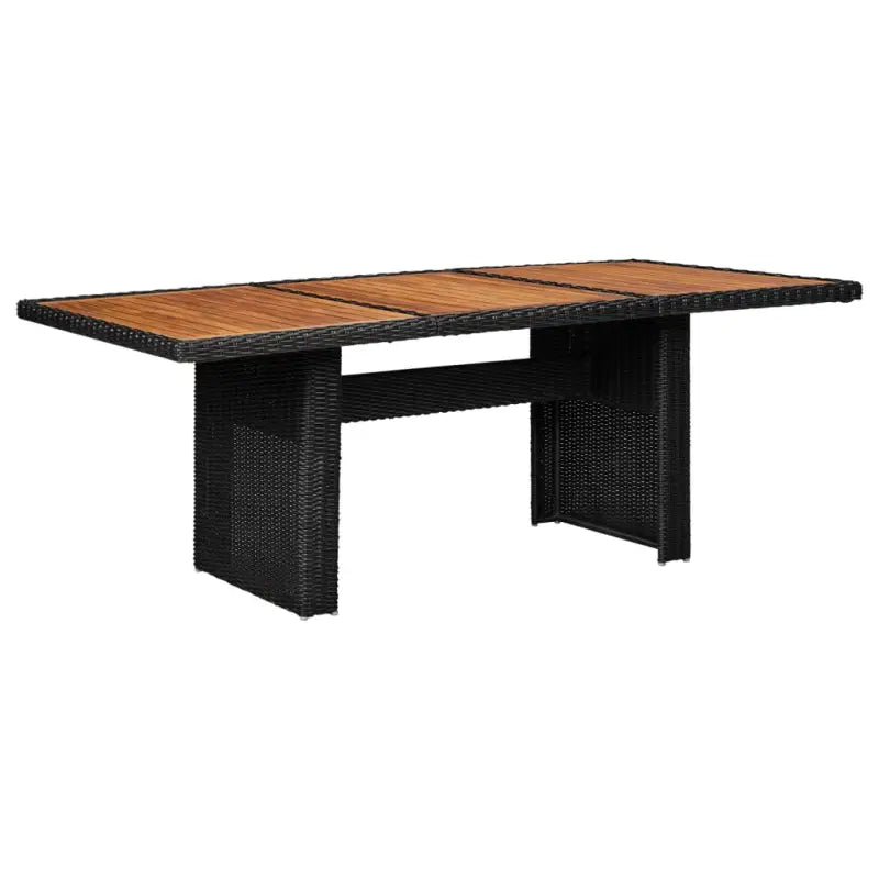Weerbestendige Rattan Tuintafel met Glazen Blad en Stalen Frame - Zwart en bruin / 1 - Tuintafels