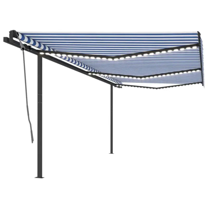 Wees voorzichtig met de buitenluifel van gepoedercoat aluminium - Blauw en wit / 6 x 3.5 m / 1 - Zonwering