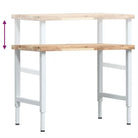 Werkbank in massief acaciahout met gepoedercoate metalen structuur - Bruin en wit / 100 x 60 x (73-99.5) cm / 1
