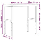 Werkbank in massief acaciahout met gepoedercoate metalen structuur - Bruin en wit / 100 x 60 x (73-99.5) cm / 1