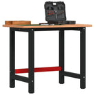 Werkbank met massief beukenhout en gepoedercoat metaal voor groot werkgebied - Donkerbruin / 100 x 60 x 81.5 cm / 1