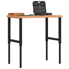 Werkbank met massief beukenhout en groot werkgebied - Donkerbruin en zwart / 100 x 60 x (73-99.5) cm / 1 - Werkbanken