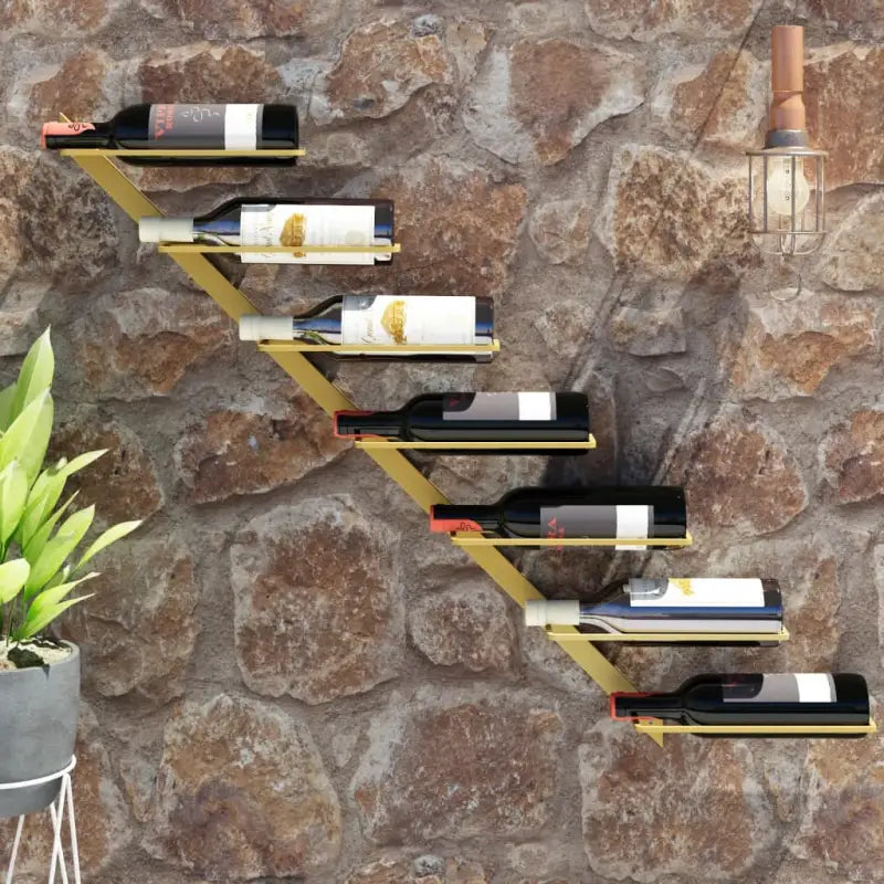 Wijnrek voor aan de muur levering bevat trendy modern design - Goud / 1 - Wijnrekken