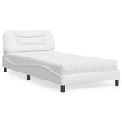 Wit materiaal bed met multiplex lattenbodem en 22d pu-schuim matras - Wit / 100 x 200 cm - Bedden & bedframes