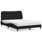Wit materiaal bed met multiplex lattenbodem en 22d pu-schuim matras - Zwart / 120 x 200 cm - Bedden & bedframes
