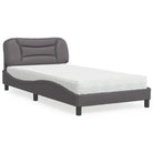 Wit materiaal bed met multiplex lattenbodem en 22d pu-schuim matras - Grijs / 100 x 200 cm - Bedden & bedframes