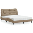 Wit materiaal bed met multiplex lattenbodem en 22d pu-schuim matras - Cappuccino / 140 x 190 cm - Bedden & bedframes