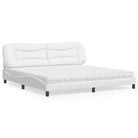 Wit materiaal bed met multiplex lattenbodem en 22d pu-schuim matras - Wit / 200 x 200 cm - Bedden & bedframes