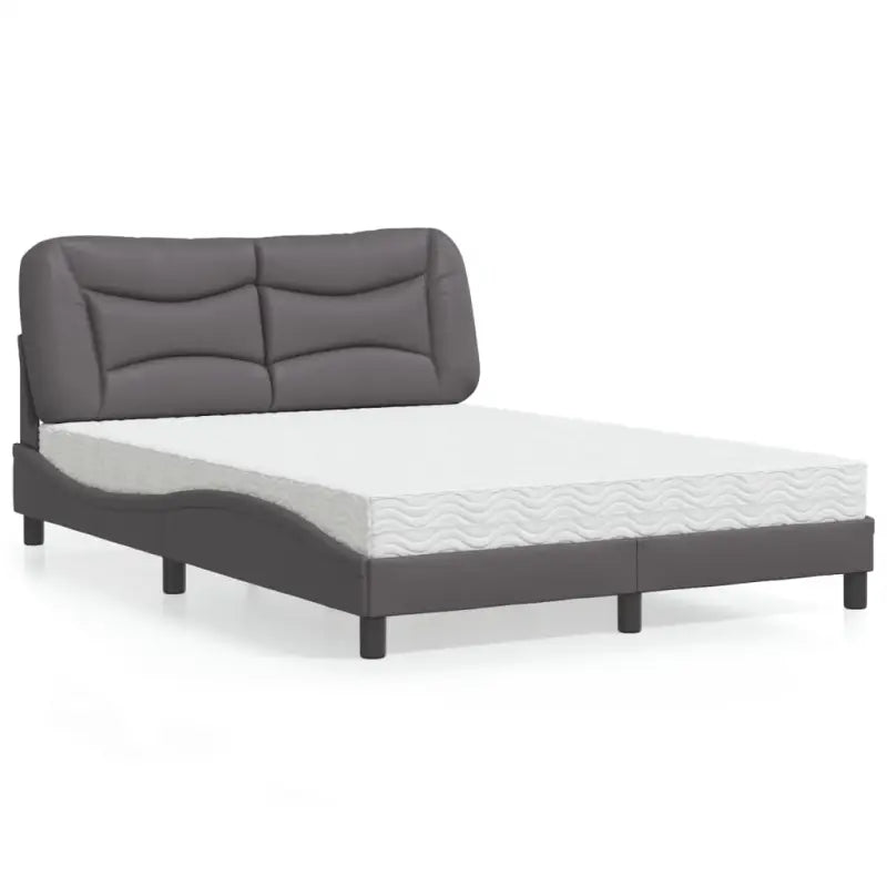 Wit materiaal bed met multiplex lattenbodem en 22d pu-schuim matras - Grijs / 140 x 200 cm - Bedden & bedframes