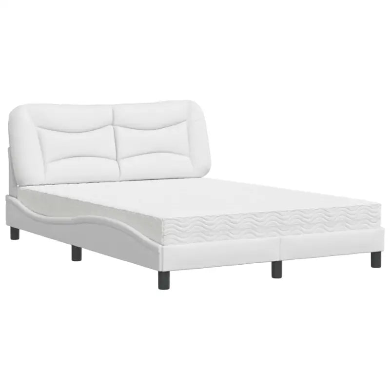 Wit materiaal bed met multiplex lattenbodem en 22d pu-schuim matras - Bedden & bedframes
