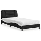 Wit materiaal bed met multiplex lattenbodem en 22d pu-schuim matras - Zwart en wit / 80 x 200 cm - Bedden & bedframes
