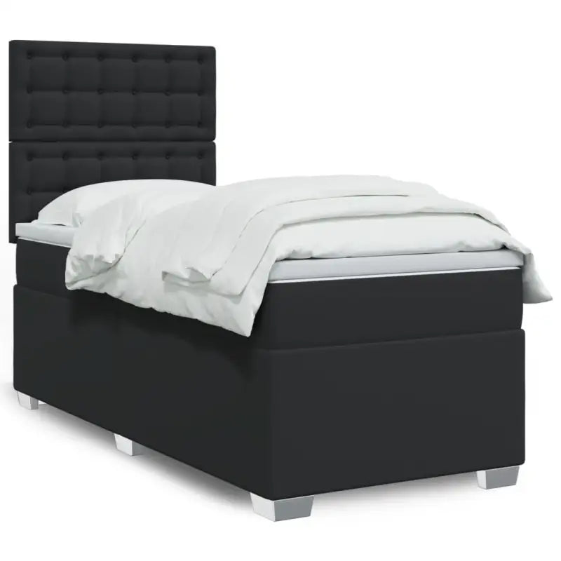 Wit materiaal boxspring met hoogte verstelbaar en massief grenenhout - Zwart / 90 x 190 cm / knoppwn - Bedden &