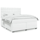 Wit materiaal boxspring met hoogte verstelbaar en massief grenenhout - Wit / 180 x 200 cm / knoppwn - Bedden & bedframes