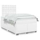Wit materiaal boxspring met hoogte verstelbaar en massief grenenhout - Wit / 120 x 200 cm / knoppwn - Bedden & bedframes