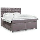 Wit materiaal boxspring met hoogte verstelbaar en massief grenenhout - Grijs / 180 x 200 cm / knoppwn - Bedden &