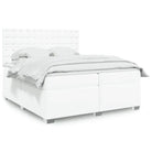 Wit materiaal boxspring met hoogte verstelbaar en massief grenenhout - Wit / 200 x 200 cm / knoppwn - Bedden & bedframes