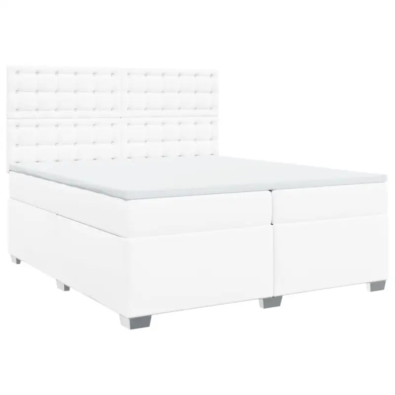 Wit materiaal boxspring met hoogte verstelbaar en massief grenenhout - Bedden & bedframes
