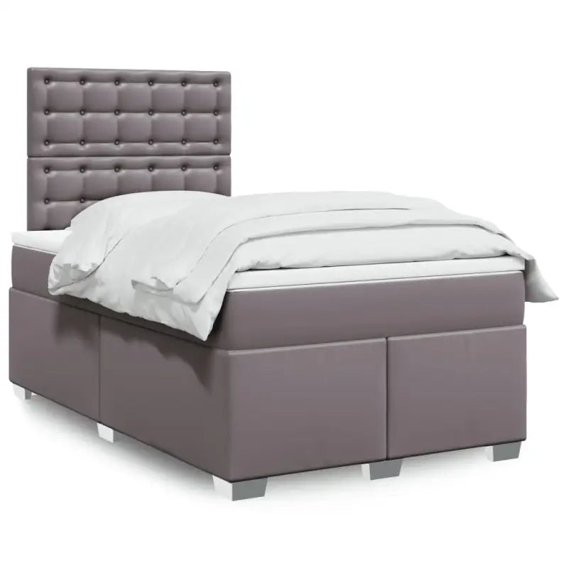 Wit materiaal boxspring met hoogte verstelbaar en massief grenenhout - Grijs / 120 x 190 cm / knoppwn - Bedden &