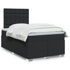Wit materiaal boxspring met hoogte verstelbaar en massief grenenhout - Zwart / 120 x 190 cm / knoppwn - Bedden &
