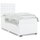 Wit materiaal boxspring met hoogte verstelbaar en massief grenenhout - Wit / 100 x 200 cm / knoppwn - Bedden & bedframes