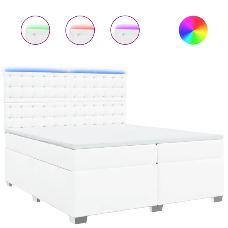 Wit materiaal boxspring met hoogte verstelbaar en massief grenenhout - Bedden & bedframes