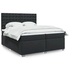 Wit materiaal boxspring met hoogte verstelbaar en massief grenenhout - Zwart / 200 x 200 cm / knoppwn - Bedden &
