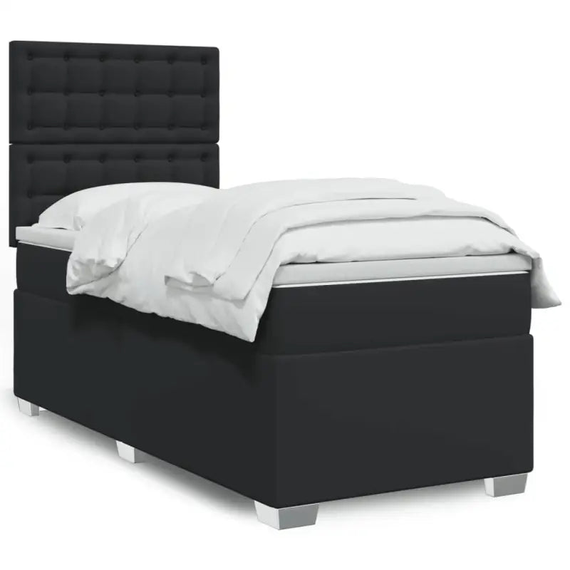 Wit materiaal boxspring met hoogte verstelbaar en massief grenenhout - Zwart / 100 x 200 cm / knoppwn - Bedden &