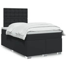 Wit materiaal boxspring met hoogte verstelbaar en massief grenenhout - Zwart / 120 x 200 cm / knoppwn - Bedden &