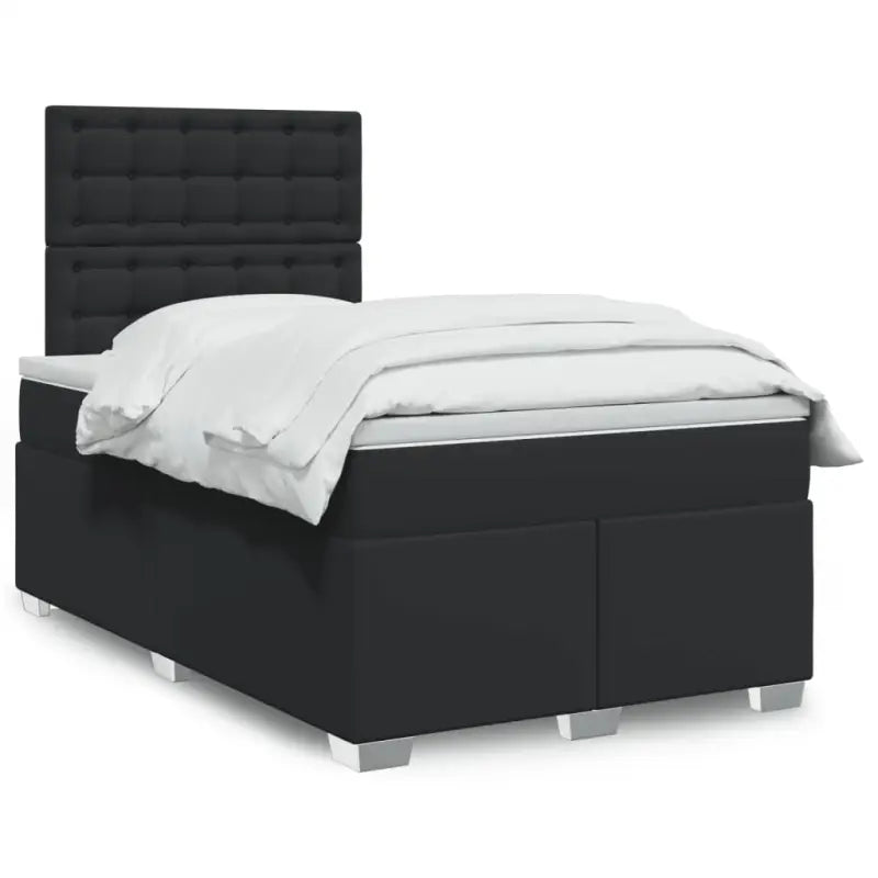 Wit materiaal boxspring met hoogte verstelbaar en massief grenenhout - Zwart / 120 x 200 cm / knoppwn - Bedden &