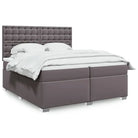Wit materiaal boxspring met hoogte verstelbaar en massief grenenhout - Grijs / 200 x 200 cm / knoppwn - Bedden &