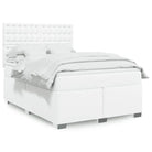 Wit materiaal boxspring met hoogte verstelbaar en massief grenenhout - Wit / 140 x 190 cm / knoppwn - Bedden & bedframes