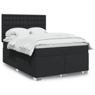 Wit materiaal boxspring met hoogte verstelbaar en massief grenenhout - Zwart / 160 x 200 cm / knoppwn - Bedden &