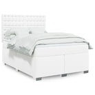 Wit materiaal boxspring met hoogte verstelbaar en massief grenenhout - Wit / 160 x 200 cm / knoppwn - Bedden & bedframes