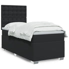 Wit materiaal boxspring met hoogte verstelbaar en massief grenenhout - Zwart / 90 x 200 cm / knoppwn - Bedden &