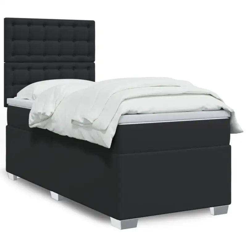Wit materiaal boxspring met hoogte verstelbaar en massief grenenhout - Zwart / 90 x 200 cm / knoppwn - Bedden &