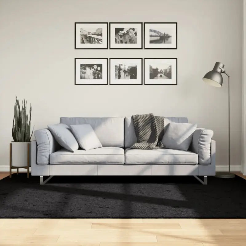 Zacht vloerkleed van polyester met STANDARD 100 op schadelijke stoffen - Zwart / 160 x 230 cm - Vloerkleden